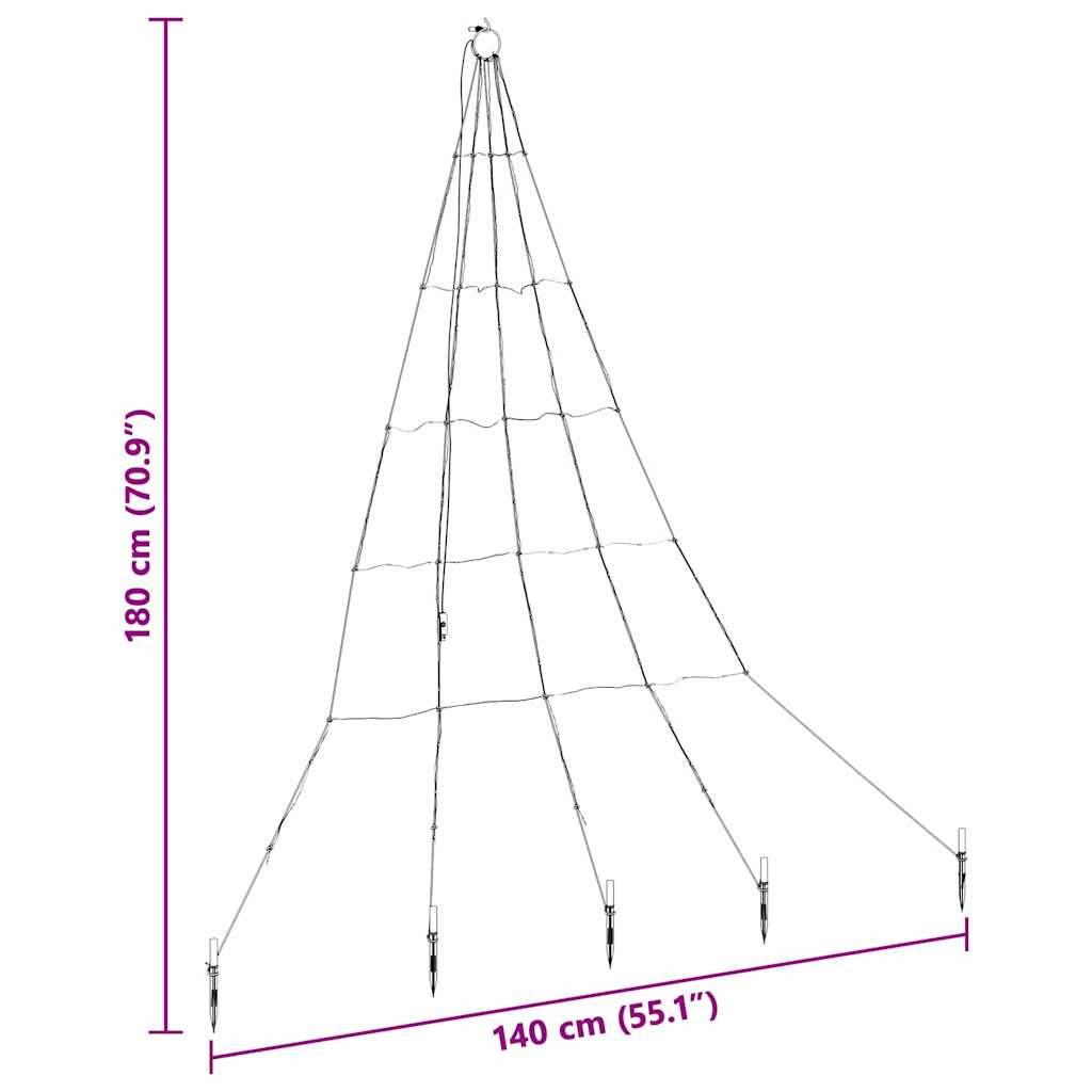 LED Christmas Tree with Ground Spikes Warm White 180 cm Metal